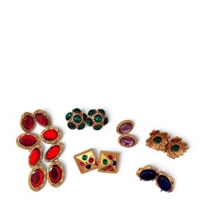 Vintage-Inspired Statement Crystal Earrings Set – 6 Pairs